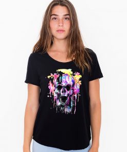 L030 Дамска органична тениска Color Skull