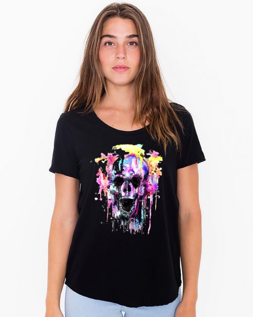 L030 Дамска органична тениска Color Skull