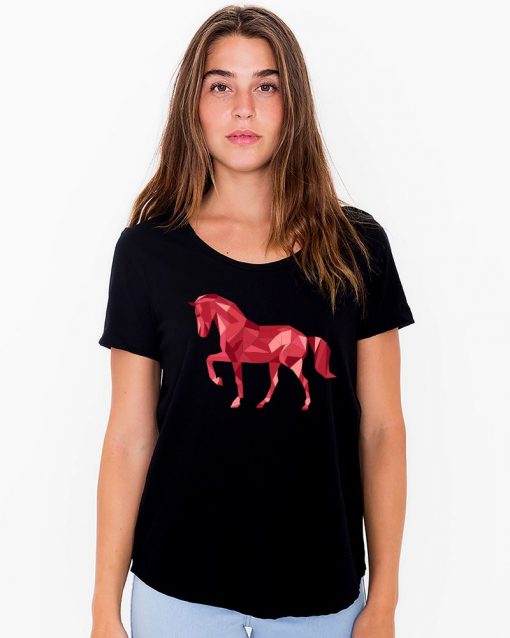 Дамска органична тениска Polygonal Horse
