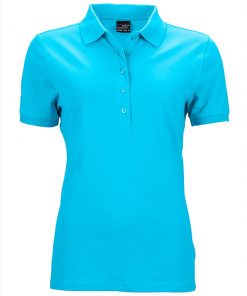 1122 Azure Blue Дамскa риза Elastic Polo Pique