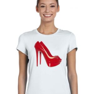 Дамска органична тениска Lady Red shoes