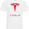 Тениска TESLA LOGO white red